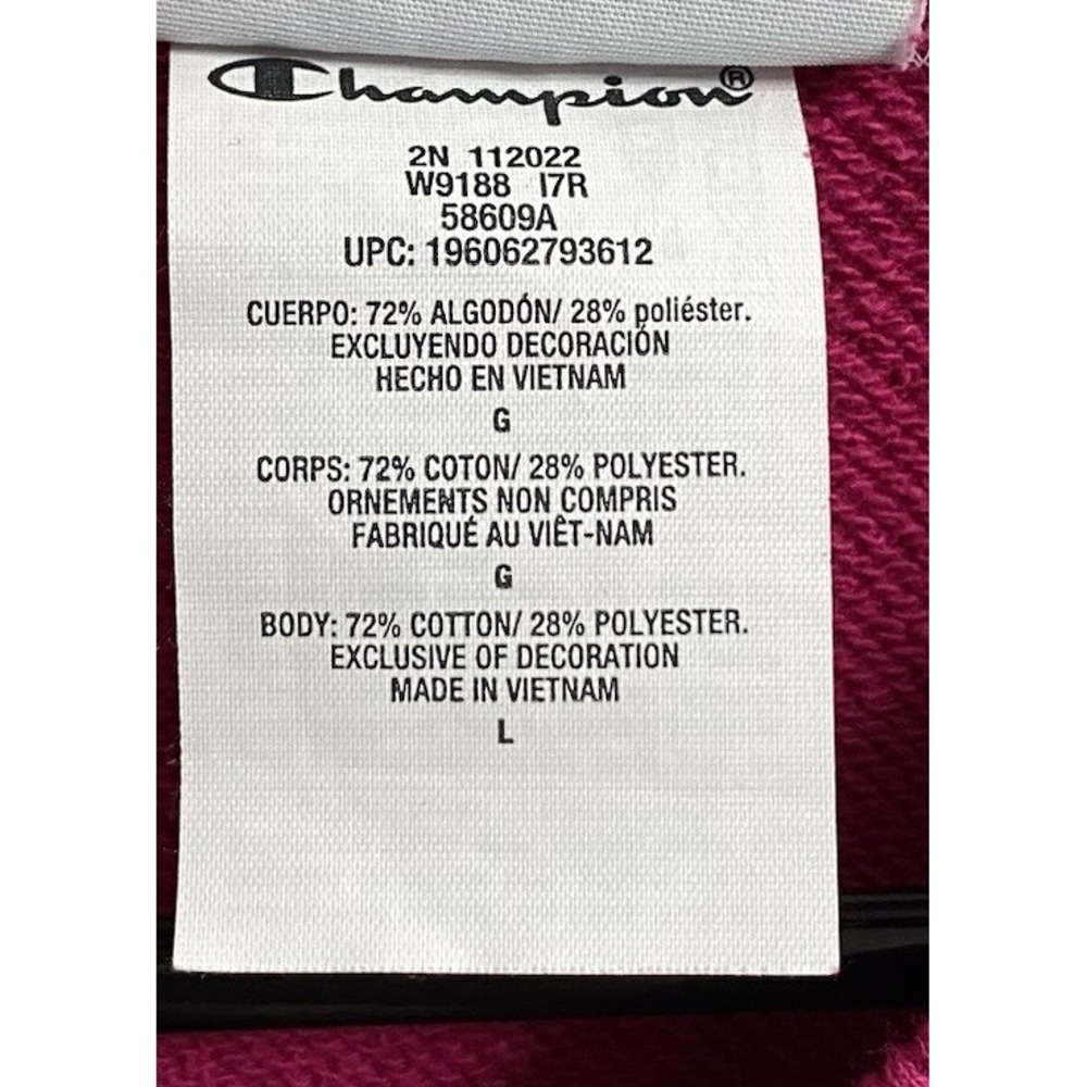 CHAMPION Womens Cropped Hot Pink Sweatshirt Fleece Sz. L - Picture 5 of 6